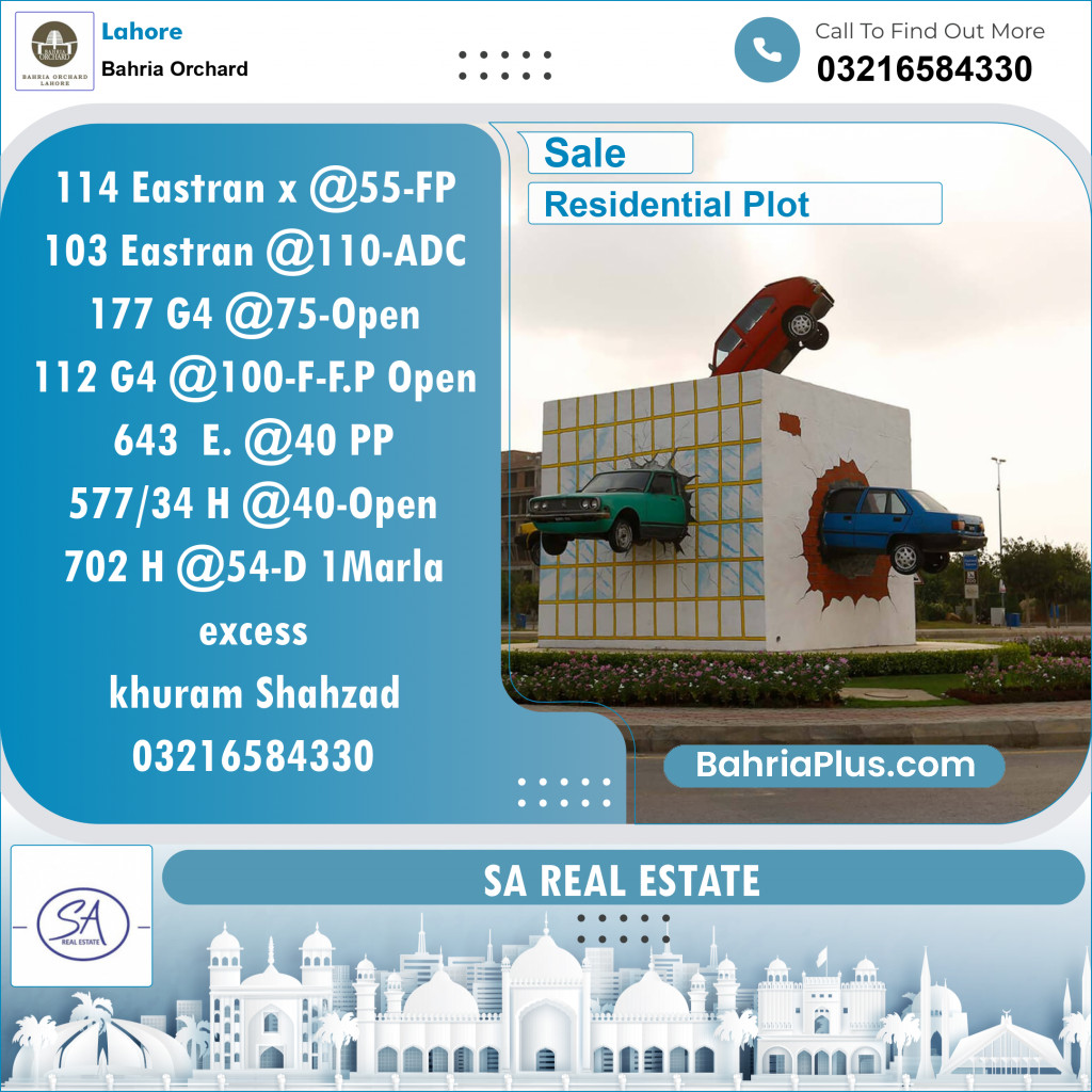 Residential Plot for Sale in Phase 1 - Eastern District Ext. I -  Bahria Orchard, Lahore - (BP-153736)