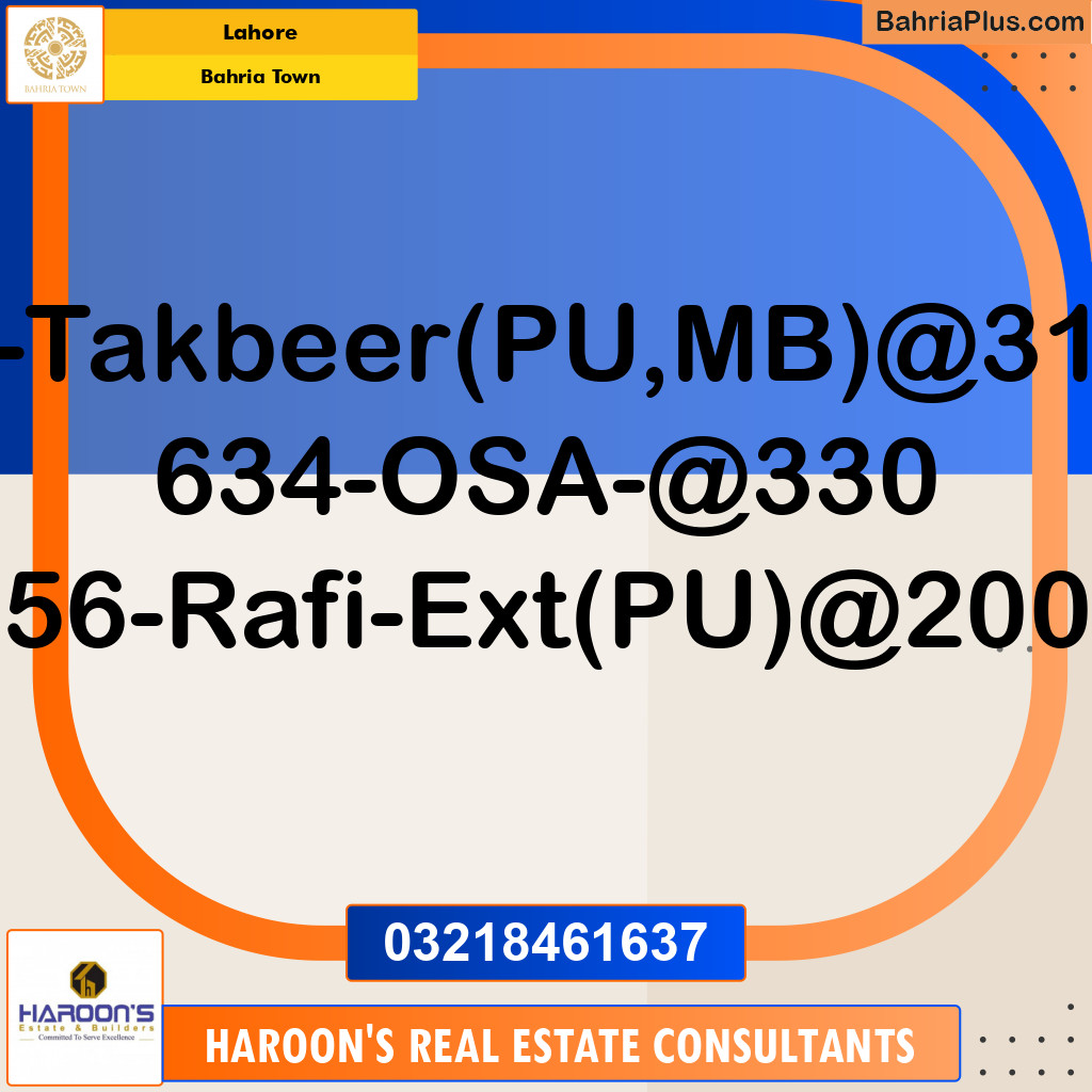 Residential Plot for Sale in Sector B - Takbeer Block -  Bahria Town, Lahore - (BP-153747)