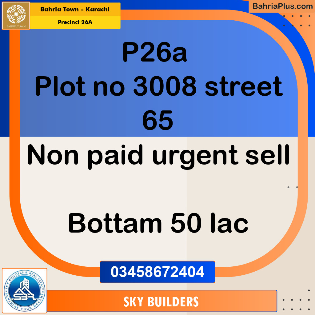 125 Sq. Yards Residential Plot for Sale in Precinct 26A -  Bahria Town, Karachi - (BP-153791)