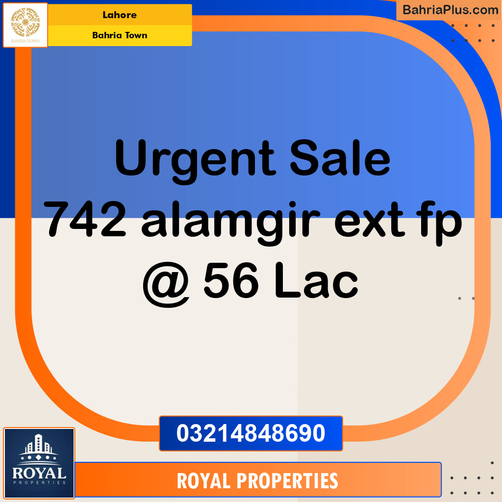 Residential Plot for Sale in Sector F - Alamgir Block -  Bahria Town, Lahore - (BP-153794)