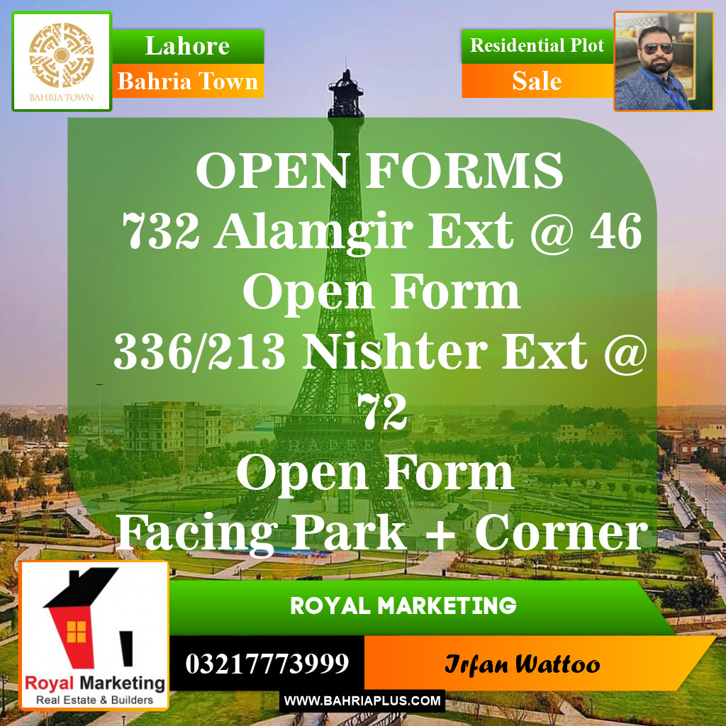 Residential Plot for Sale in Sector F - Alamgir Block -  Bahria Town, Lahore - (BP-153807)