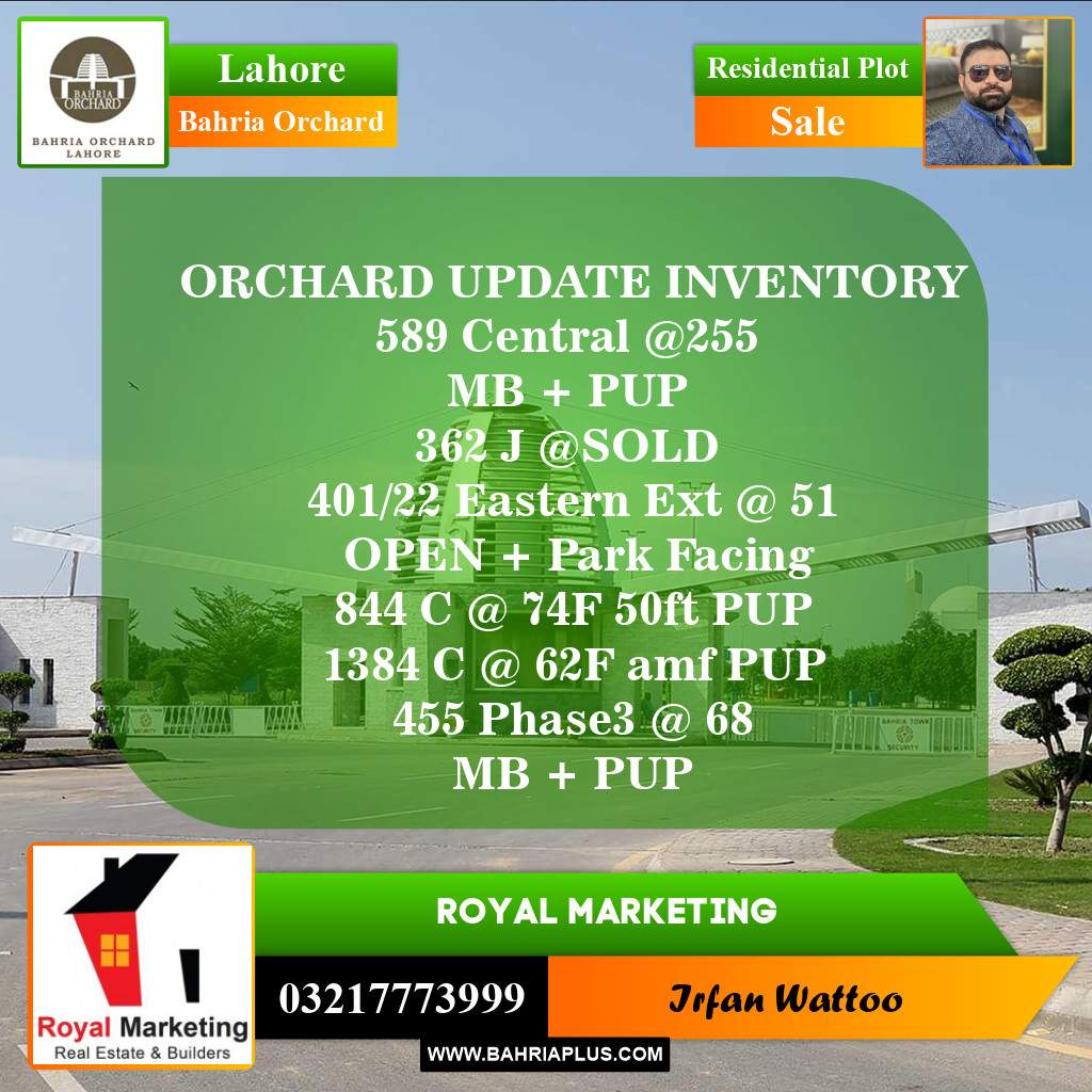 Residential Plot for Sale in Phase 1 - Central District -  Bahria Orchard, Lahore - (BP-153812)