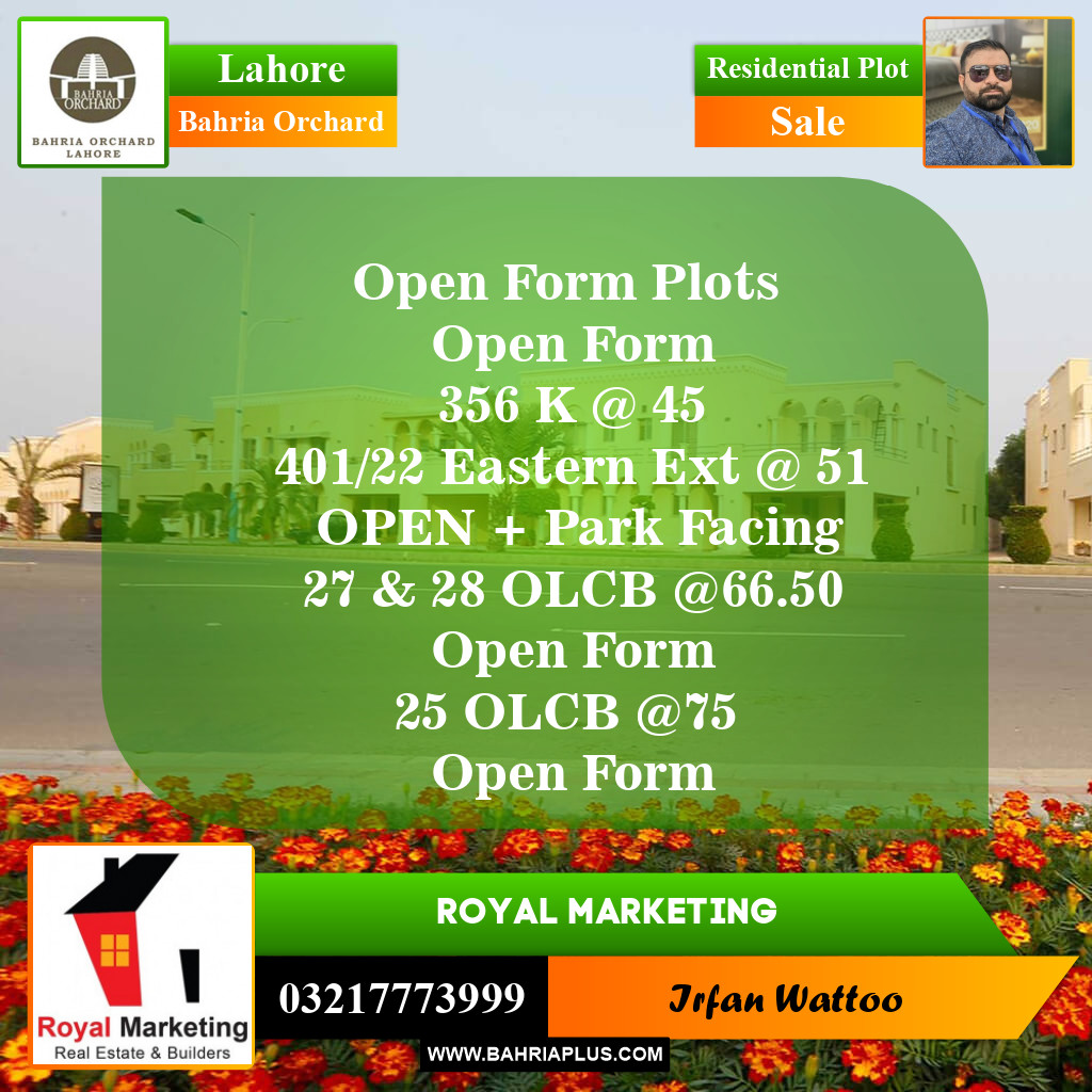 Residential Plot for Sale in Phase 2 - K Block -  Bahria Orchard, Lahore - (BP-153813)
