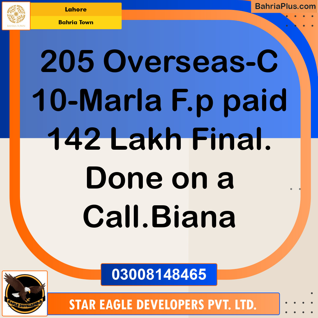 Residential Plot for Sale in Overseas C -  Bahria Town, Lahore - (BP-153833)