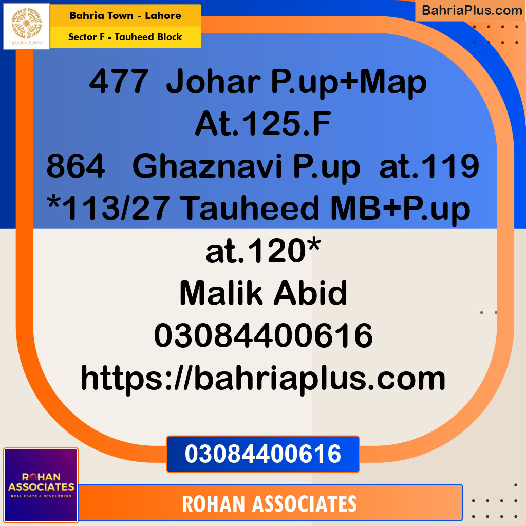 Residential Plot for Sale in Sector F - Tauheed Block -  Bahria Town, Lahore - (BP-153838)