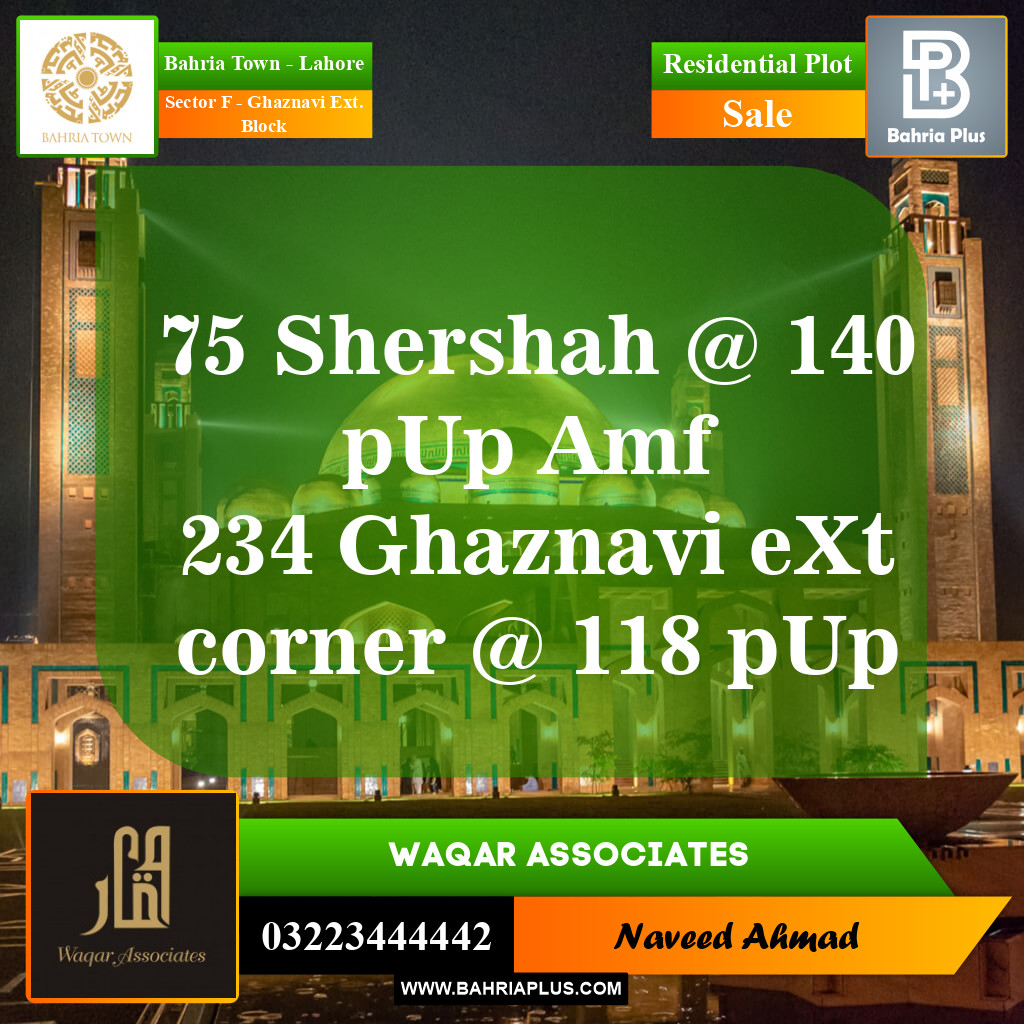 Residential Plot for Sale in Sector F - Ghaznavi Ext. Block -  Bahria Town, Lahore - (BP-153875)