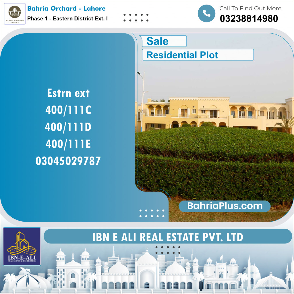 Residential Plot for Sale in Phase 1 - Eastern District Ext. I -  Bahria Orchard, Lahore - (BP-153884)