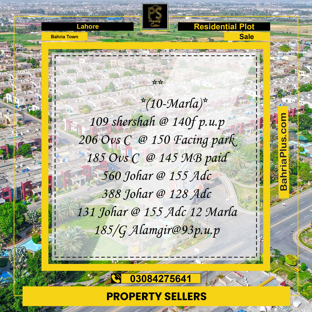 Residential Plot for Sale in Sector F - Shershah Block -  Bahria Town, Lahore - (BP-153902)