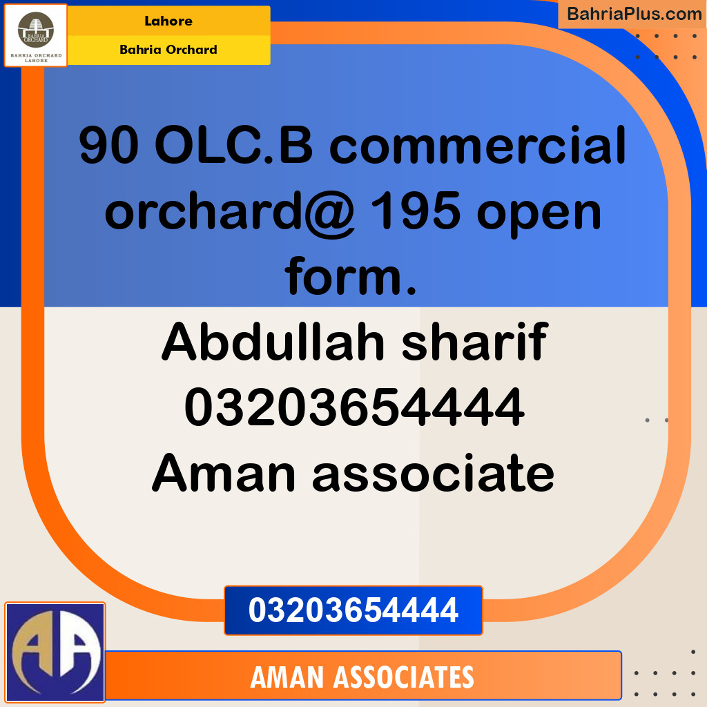 Commercial Plot for Sale in OLC-B Block -  Bahria Orchard, Lahore - (BP-153920)
