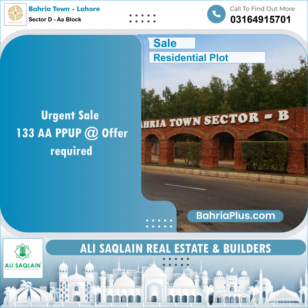 Residential Plot for Sale in Sector D - AA Block -  Bahria Town, Lahore - (BP-153925)