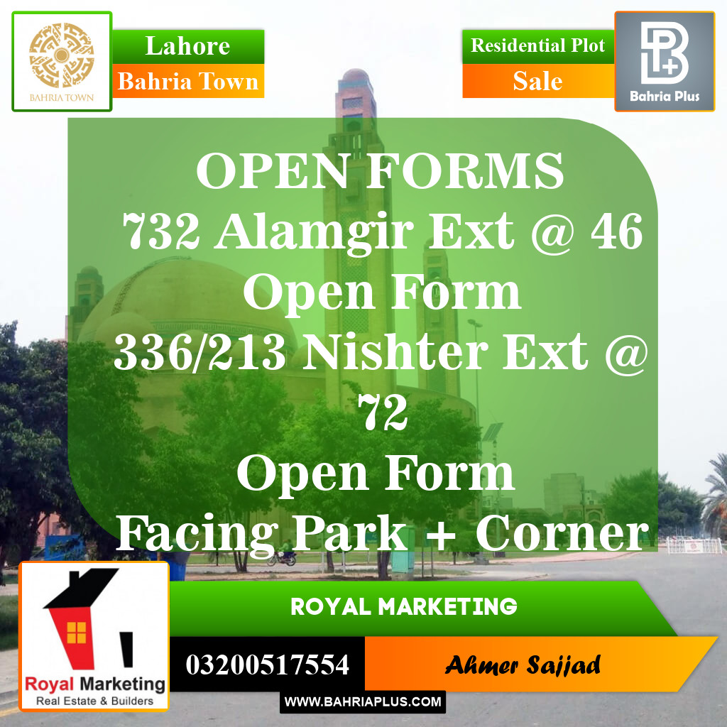 Residential Plot for Sale in Sector F - Alamgir Block -  Bahria Town, Lahore - (BP-153939)
