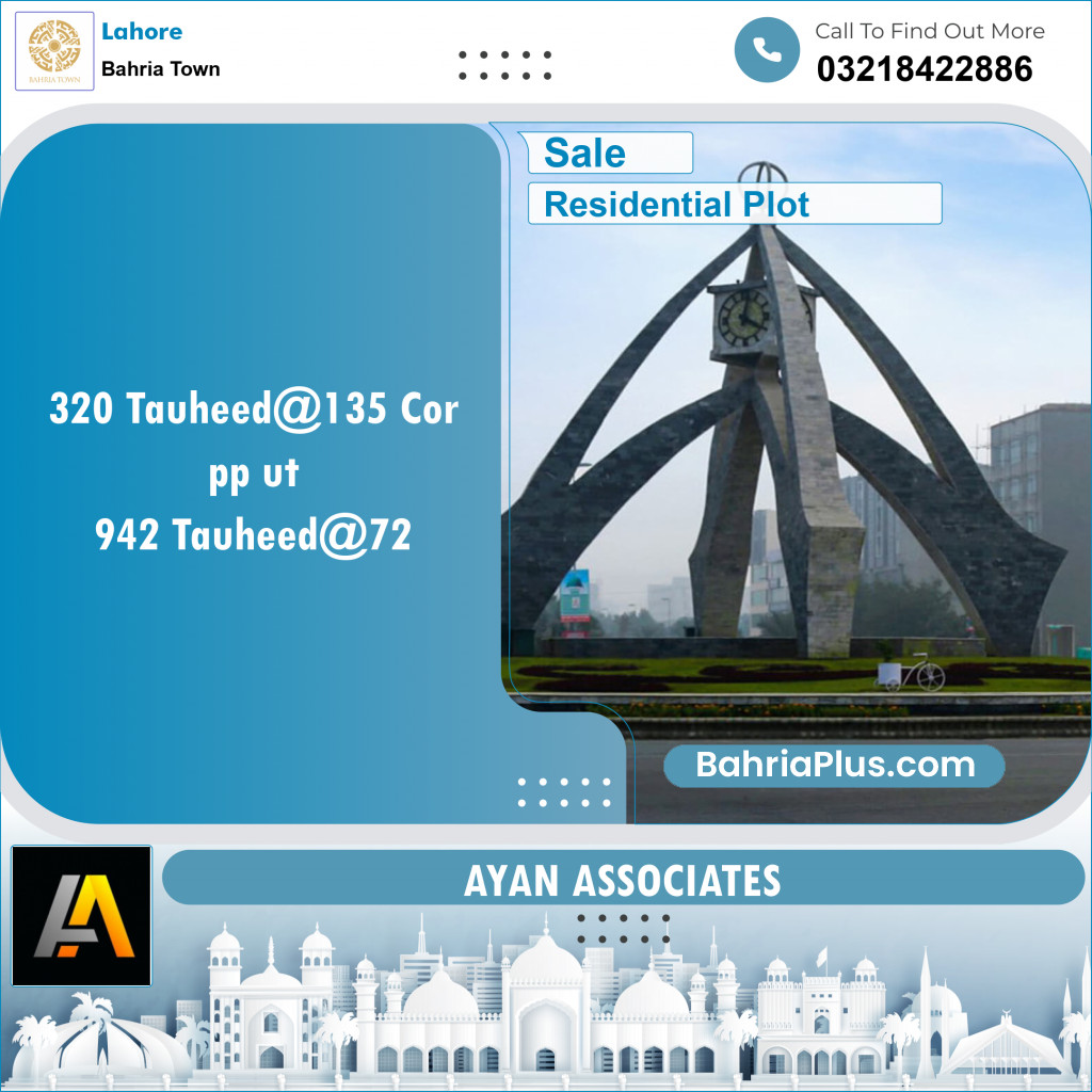 Residential Plot for Sale in Sector F - Tauheed Block -  Bahria Town, Lahore - (BP-153969)