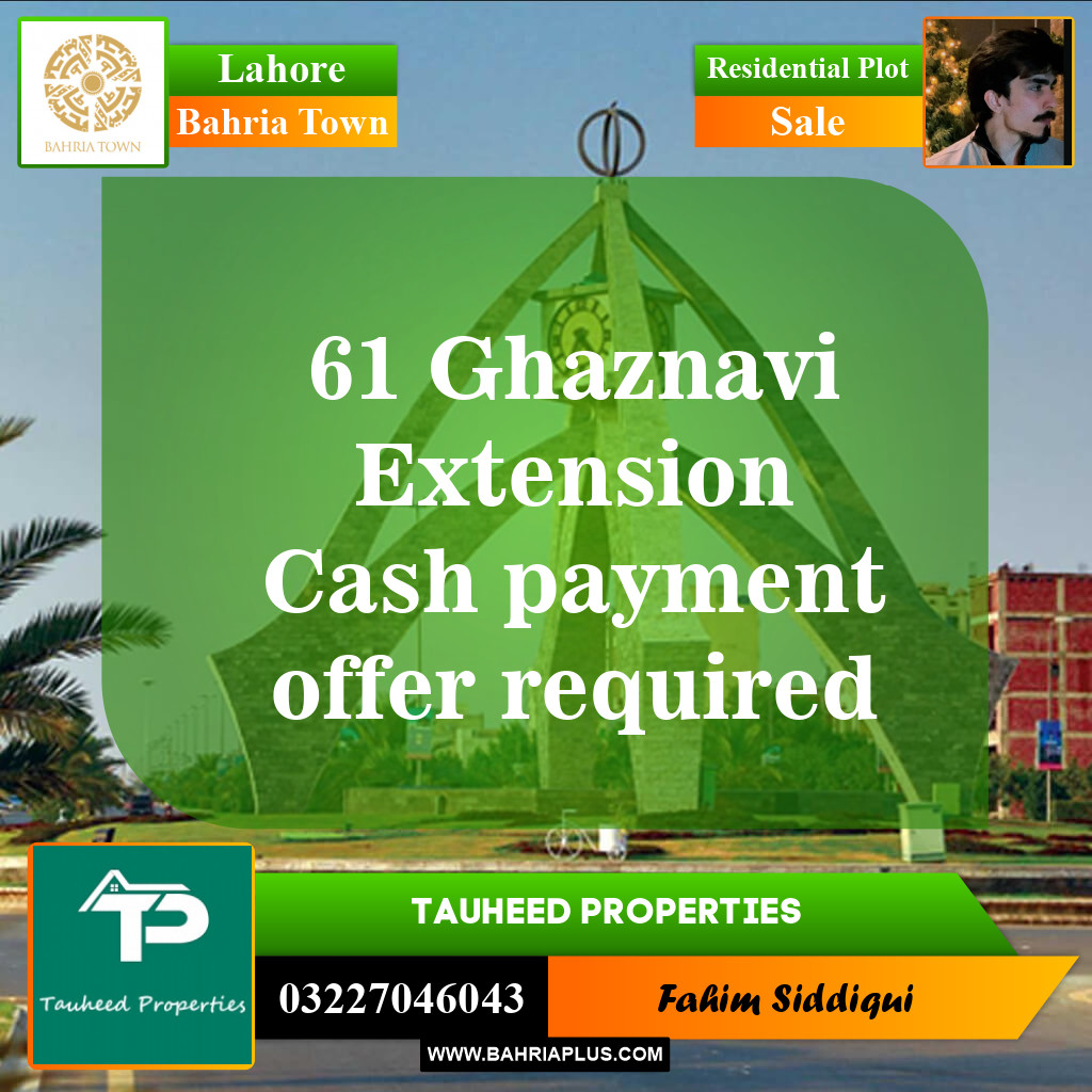 Residential Plot for Sale in Sector F - Ghaznavi Ext. Block -  Bahria Town, Lahore - (BP-153975)
