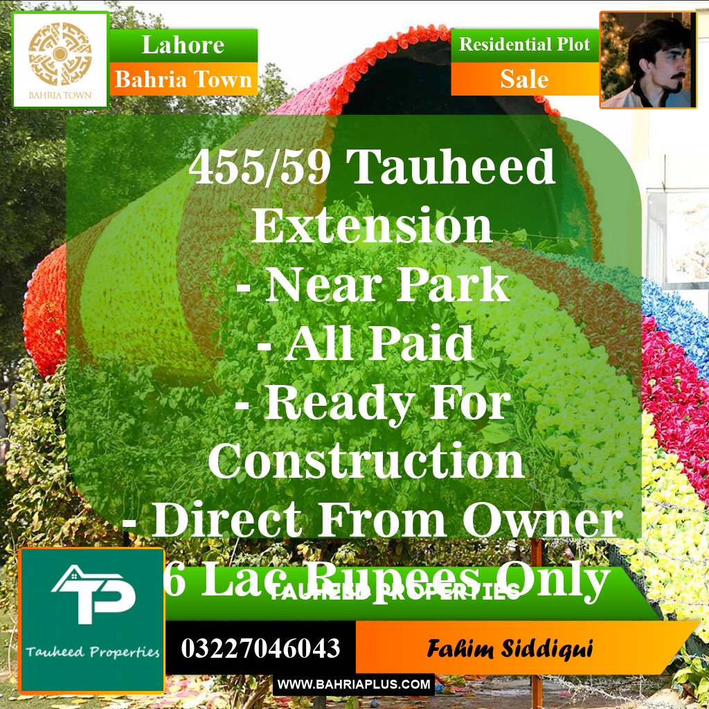 Residential Plot for Sale in Sector F Tauheed Block Bahria Town