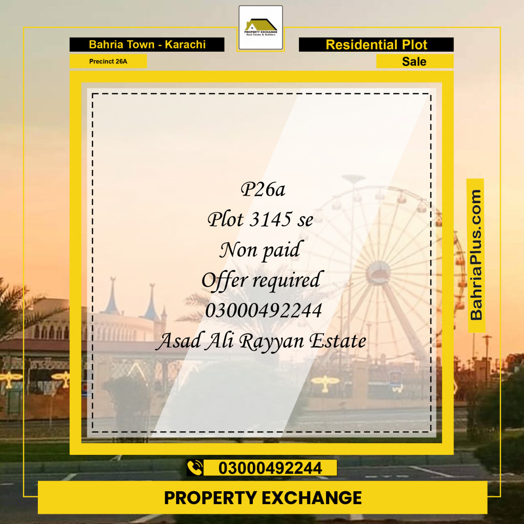 125 Sq. Yards Residential Plot for Sale in Precinct 26A -  Bahria Town, Karachi - (BP-154011)
