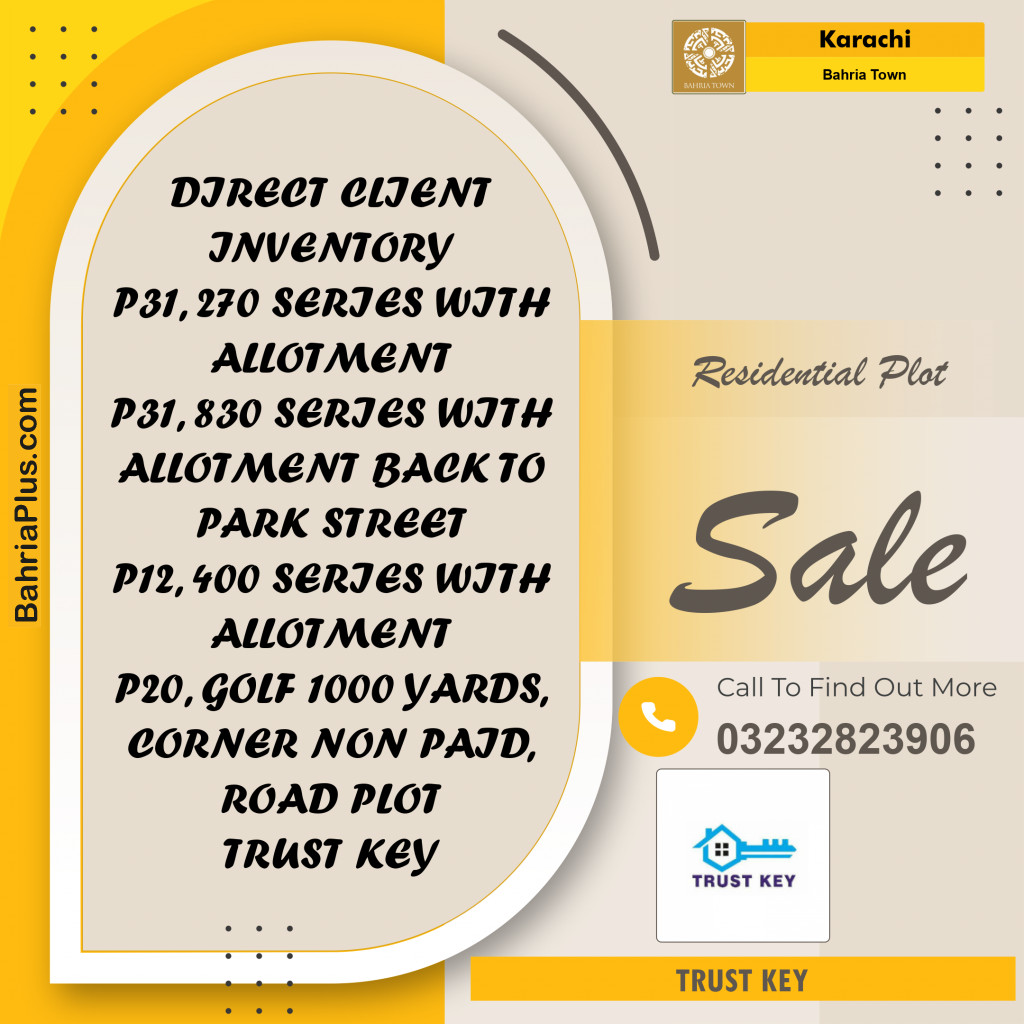 Residential Plot for Sale in Precinct 31 Plot -  Bahria Town, Karachi - (BP-154062)