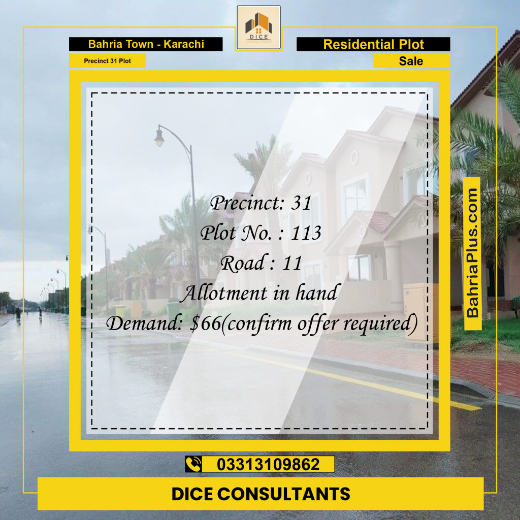 Residential Plot for Sale in Precinct 31 Plot - Bahria Town, Karachi - (BP-154085)