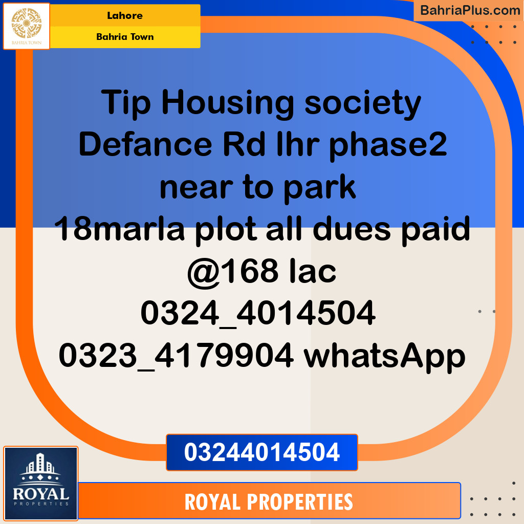 Residential Plot for Sale in Bahria Town, Lahore - (BP-154093)