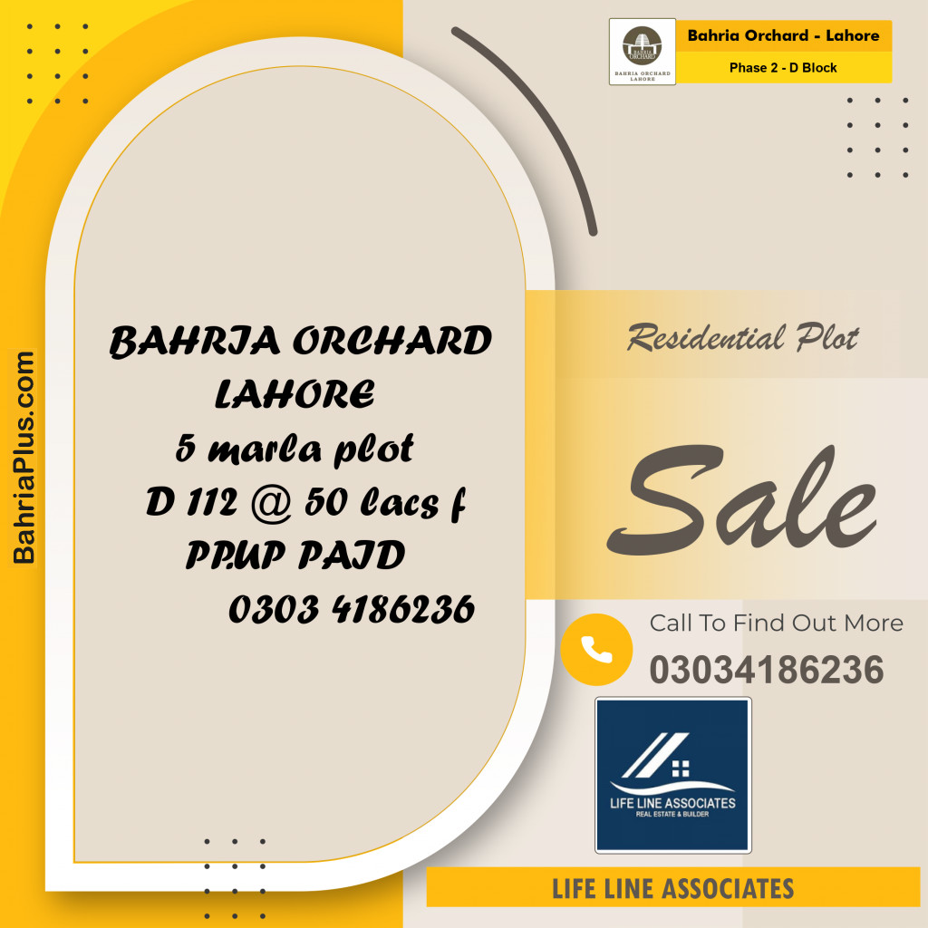 Residential Plot for Sale in Phase 2 - D Block -  Bahria Orchard, Lahore - (BP-154109)