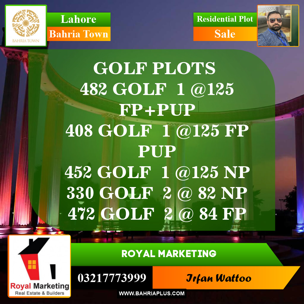 Residential Plot for Sale in Golf Phase 1 -  Bahria Town, Lahore - (BP-154118)