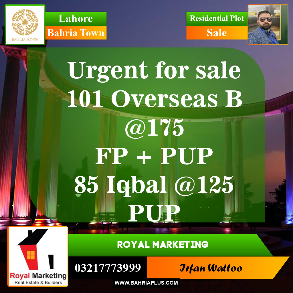 Residential Plot for Sale in Bahria Town, Lahore - (BP-154129)