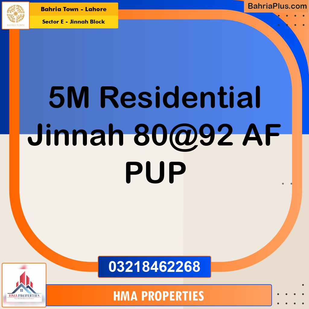 Residential Plot for Sale in Sector E - Jinnah Block -  Bahria Town, Lahore - (BP-154139)