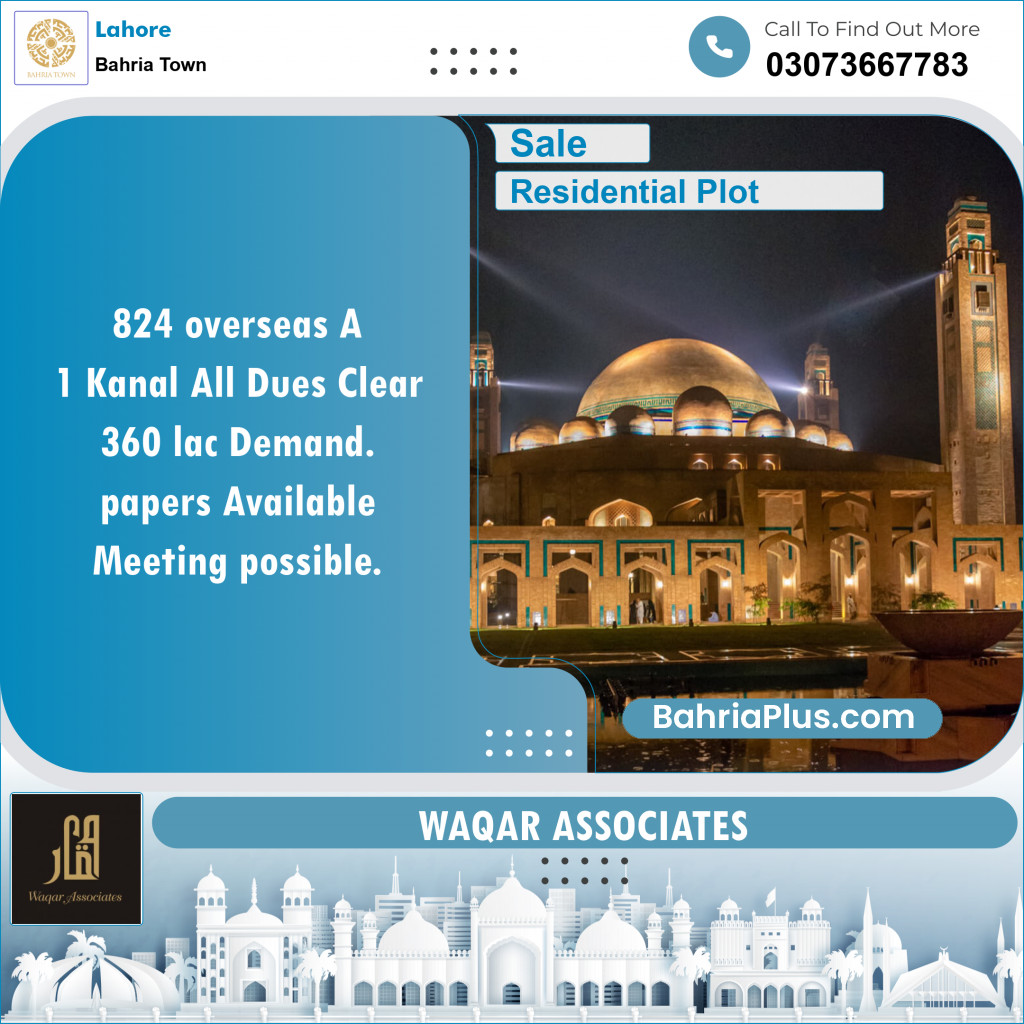 Residential Plot for Sale in Overseas A -  Bahria Town, Lahore - (BP-154154)