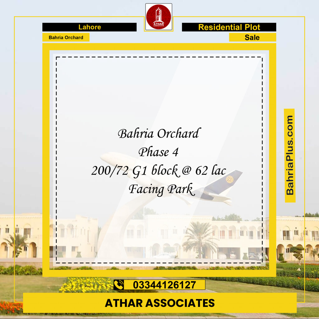 Residential Plot for Sale in Phase 4 - G1 Block -  Bahria Orchard, Lahore - (BP-154162)