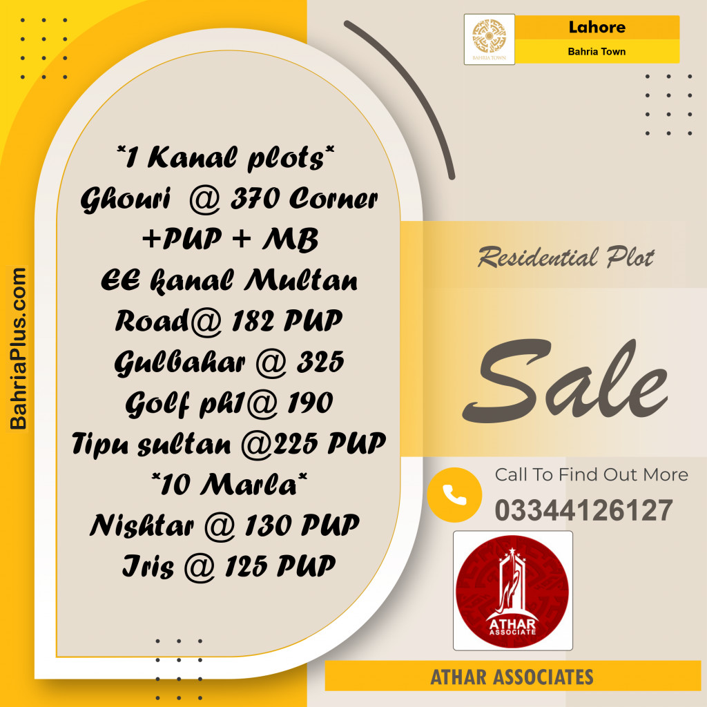 Residential Plot for Sale in Sector B - Ghouri Block -  Bahria Town, Lahore - (BP-154175)