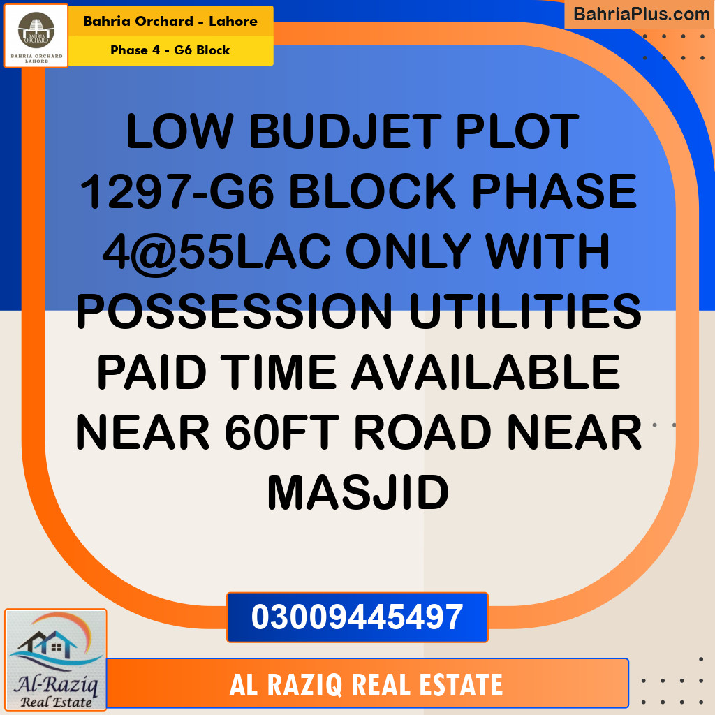 Residential Plot for Sale in Phase 4 - G6 Block -  Bahria Orchard, Lahore - (BP-154188)