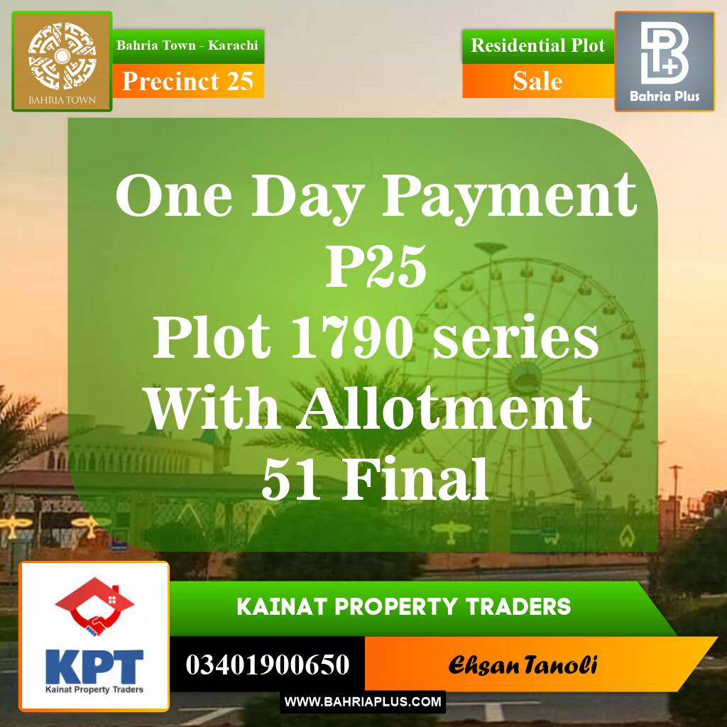125 Sq. Yards Residential Plot for Sale in Precinct 25 -  Bahria Town, Karachi - (BP-154265)