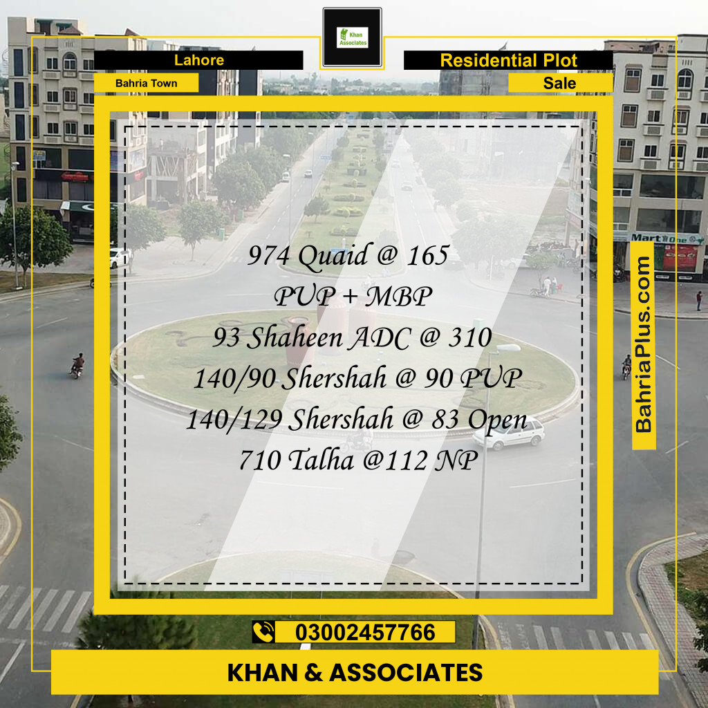 Residential Plot for Sale in Sector E - Quaid Block - Bahria Town, Lahore - (BP-154269)