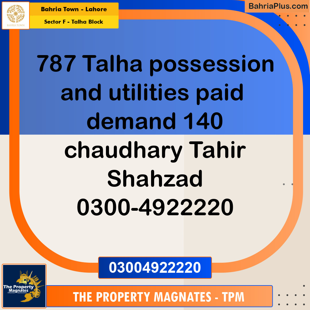 Residential Plot for Sale in Sector F - Talha Block - Bahria Town, Lahore - (BP-154282)