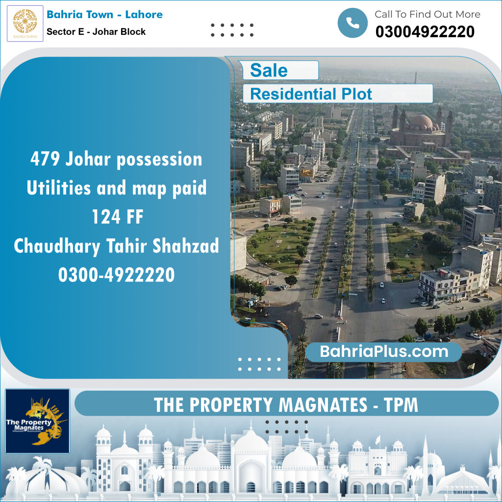 Residential Plot for Sale in Sector E - Johar Block -  Bahria Town, Lahore - (BP-154287)