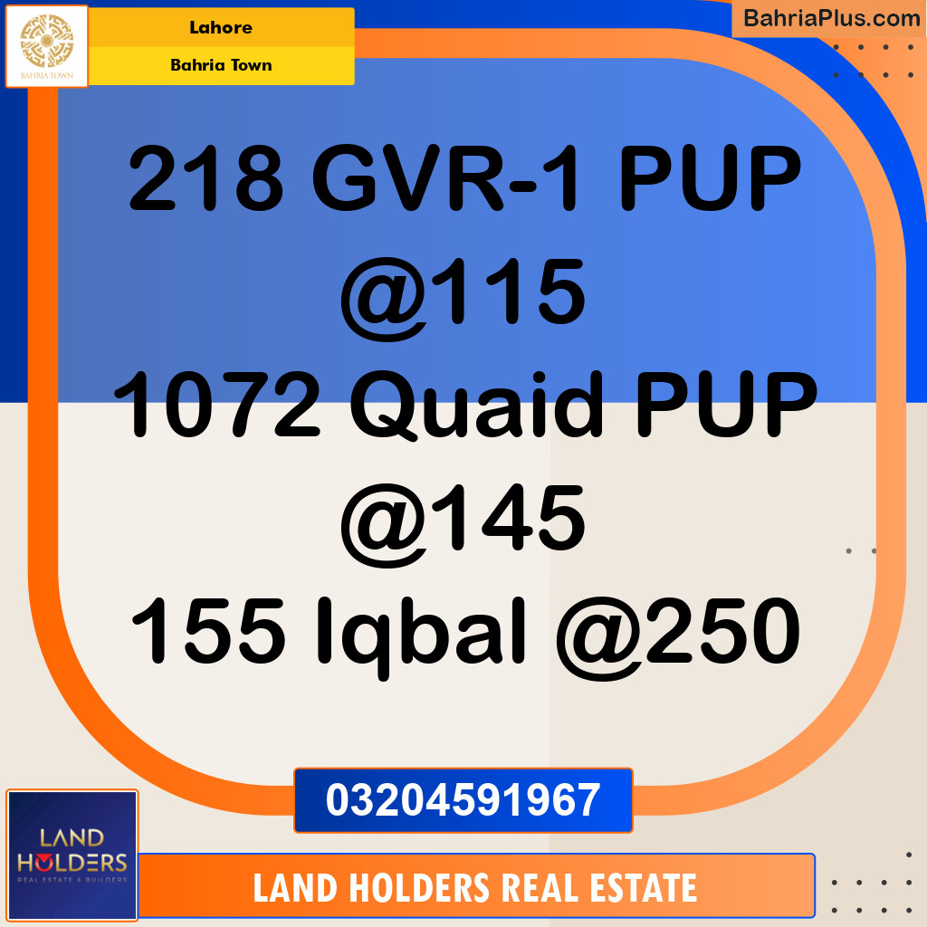 Residential Plot for Sale in Bahria Town, Lahore - (BP-154316)