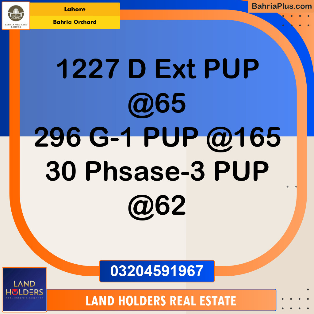 Residential Plot for Sale in Phase 2 - D Block -  Bahria Orchard, Lahore - (BP-154318)