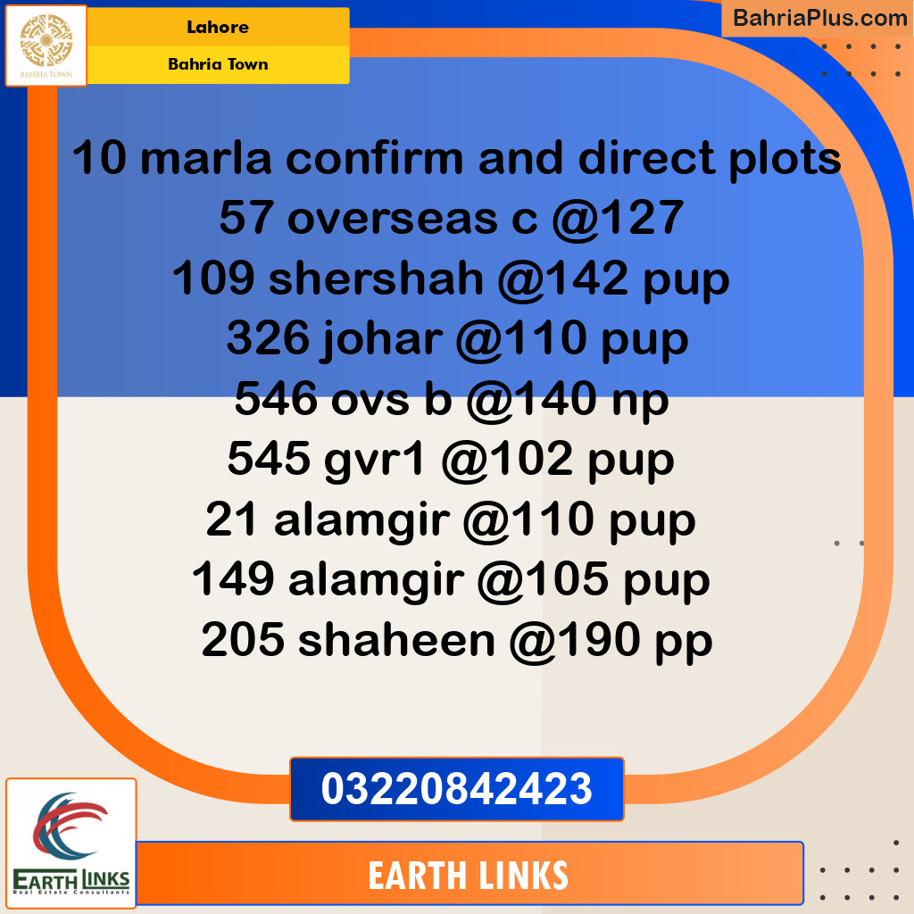 Residential Plot for Sale in Overseas C - Bahria Town, Lahore - (BP-154380)