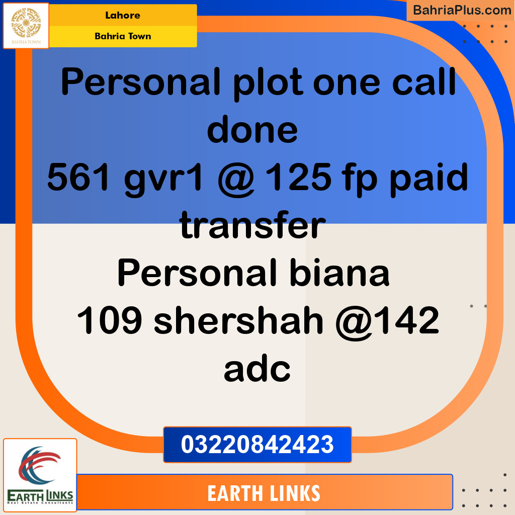 Residential Plot for Sale in Bahria Town, Lahore - (BP-154392)