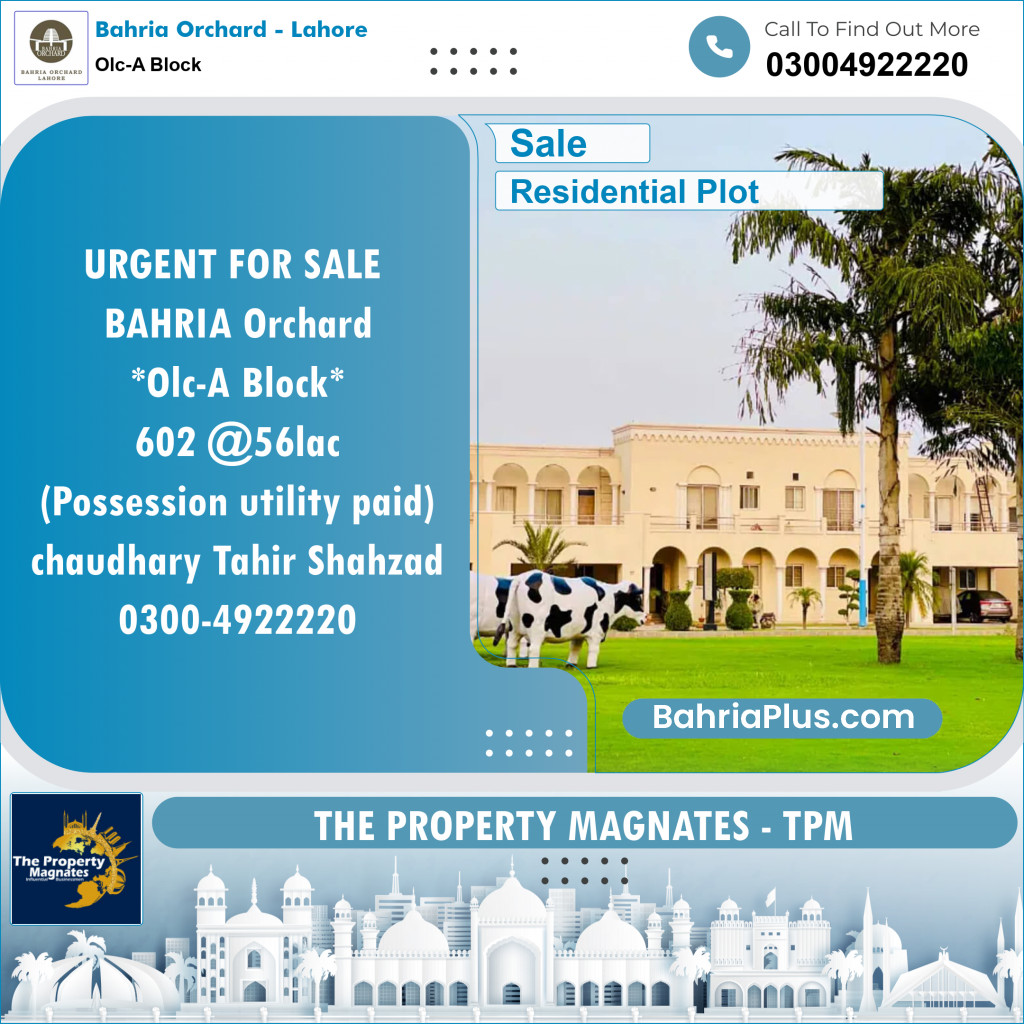 Residential Plot for Sale in OLC-A Block -  Bahria Orchard, Lahore - (BP-154406)