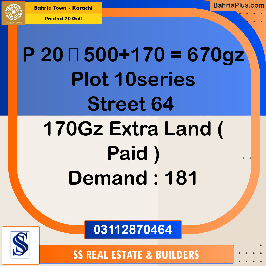 670 Sq. Yards Residential Plot for Sale in Precinct 20 Golf -  Bahria Town, Karachi - (BP-154416)