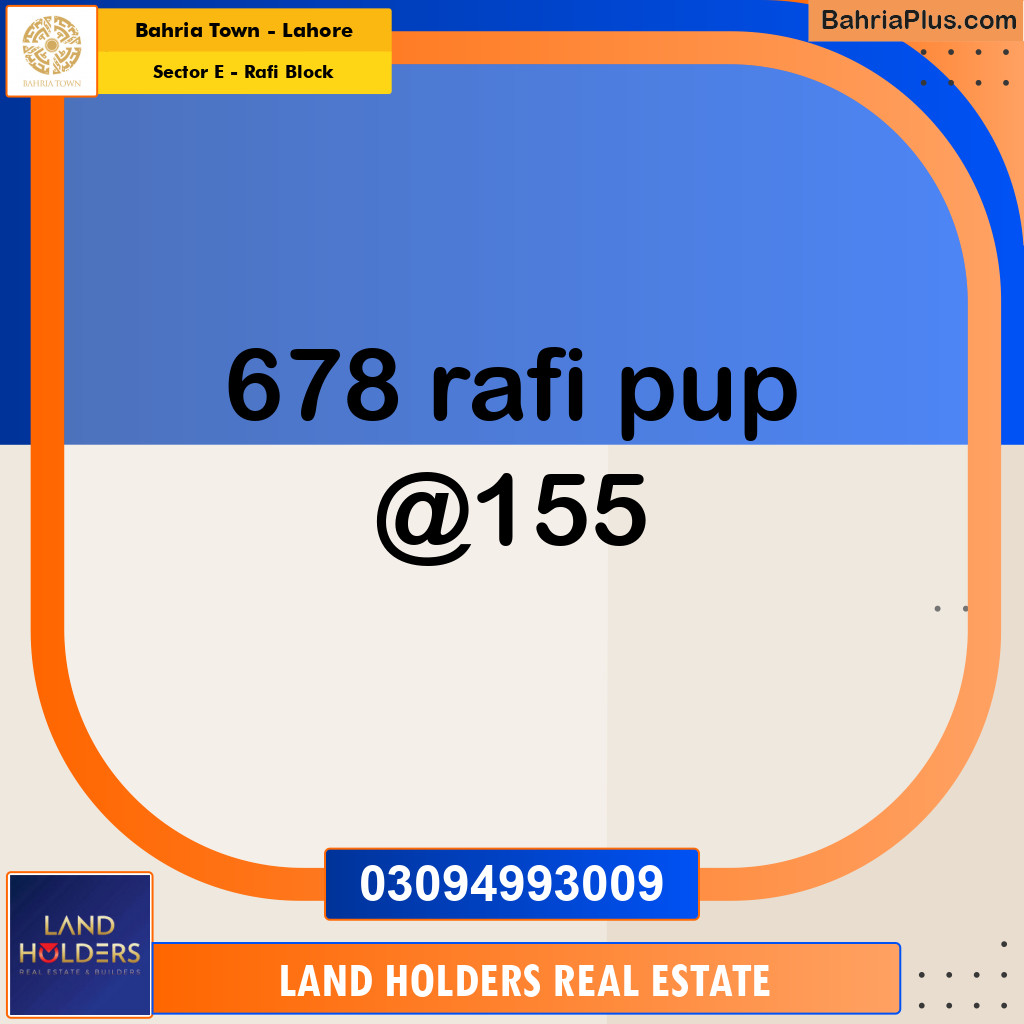 Residential Plot for Sale in Sector E - Rafi Block -  Bahria Town, Lahore - (BP-154431)