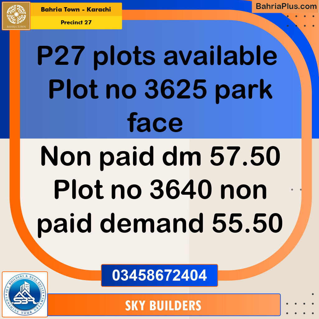 Residential Plot for Sale in Precinct 27 -  Bahria Town, Karachi - (BP-154452)