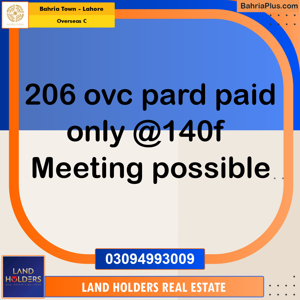 Residential Plot for Sale in Overseas C - Bahria Town, Lahore - (BP-154464)
