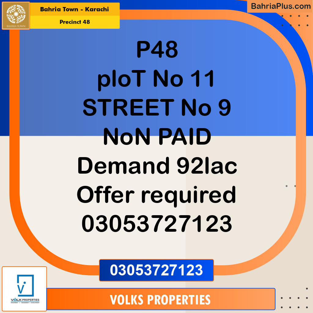 Residential Plot for Sale in Precinct 48 -  Bahria Town, Karachi - (BP-154465)