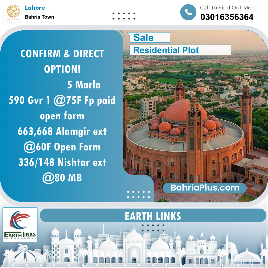 Residential Plot for Sale in Bahria Town, Lahore - (BP-154469)
