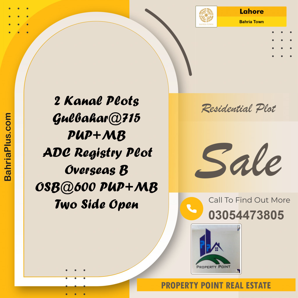 Residential Plot for Sale in Sector C - Gulbahar Block -  Bahria Town, Lahore - (BP-154532)