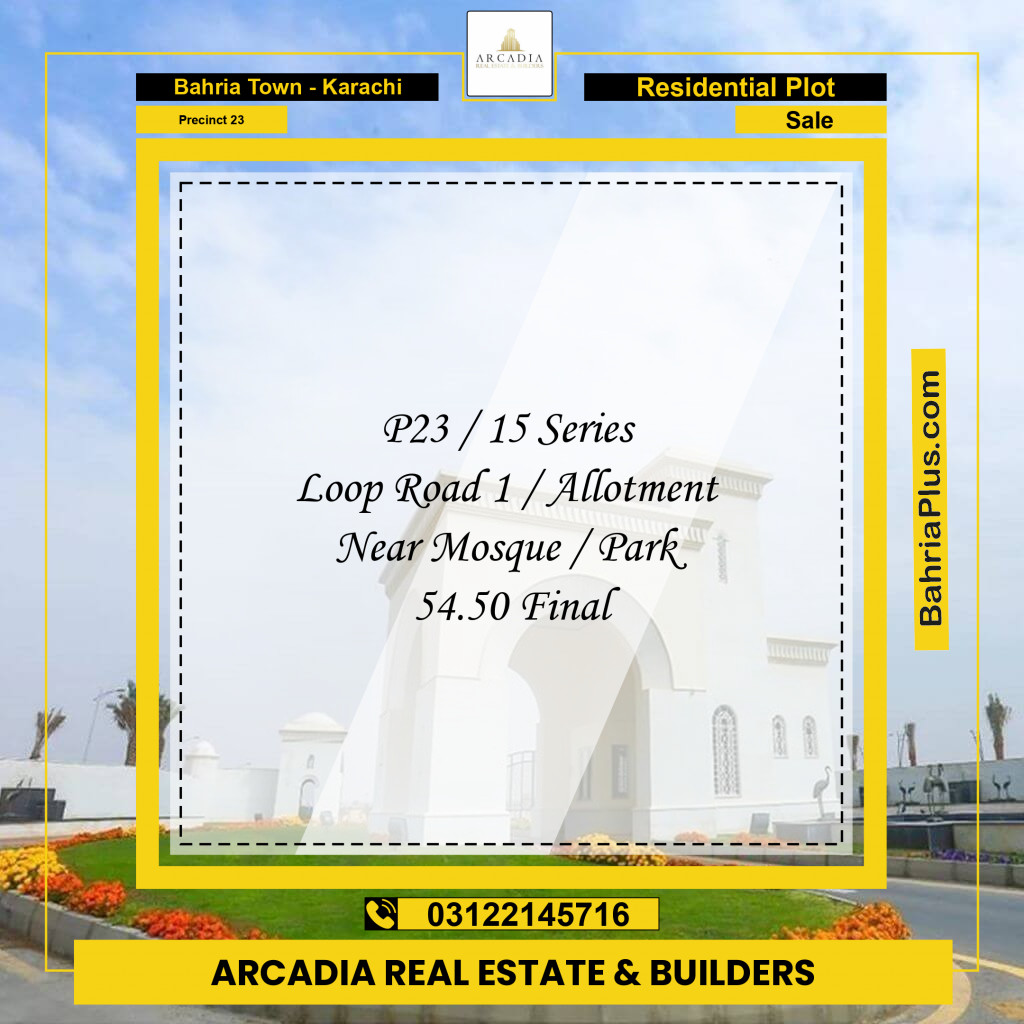 125 Sq. Yards Residential Plot for Sale in Precinct 23 -  Bahria Town, Karachi - (BP-154541)