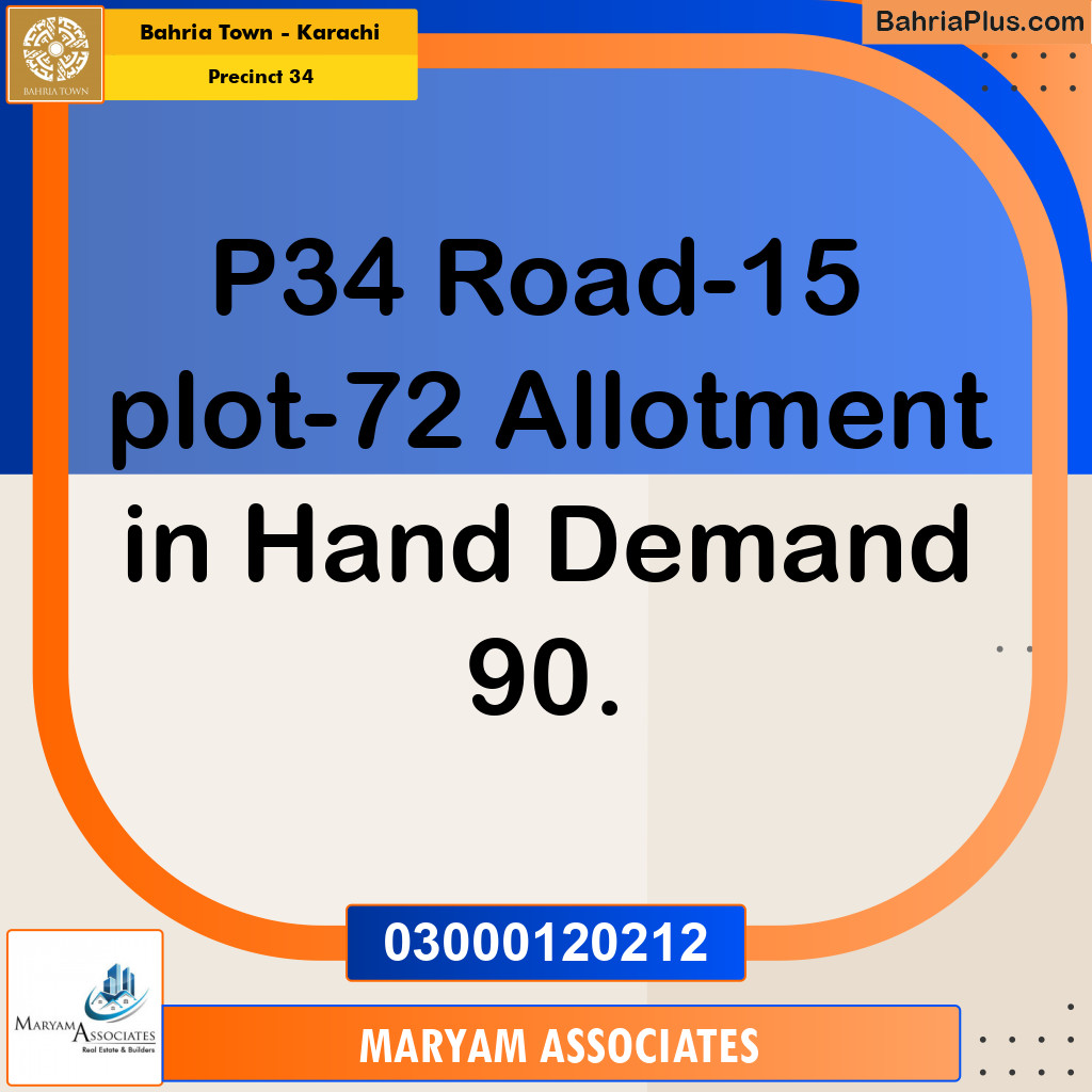250 Sq. Yards Residential Plot for Sale in Precinct 34 - Bahria Town, Karachi - (BP-154543)
