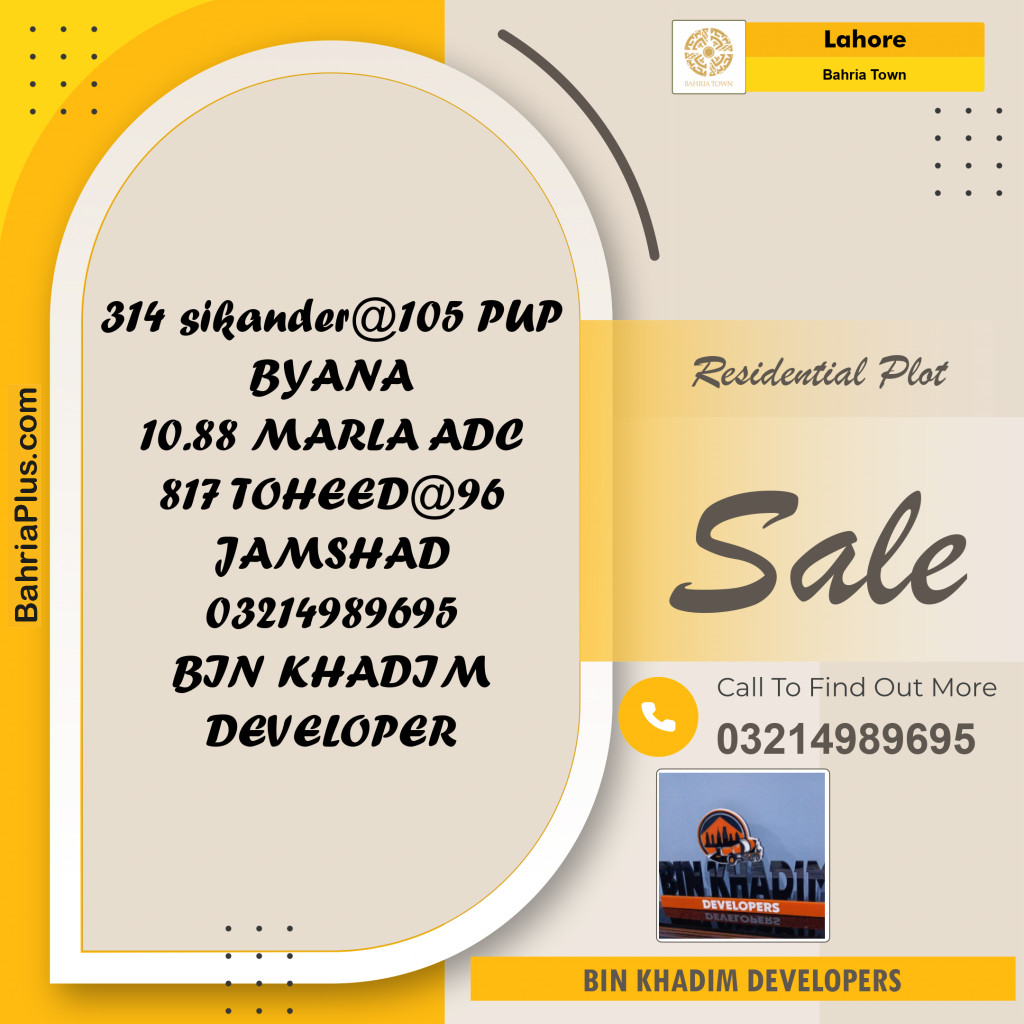 Residential Plot for Sale in Sector F - Sikander Block - Bahria Town, Lahore - (BP-154553)
