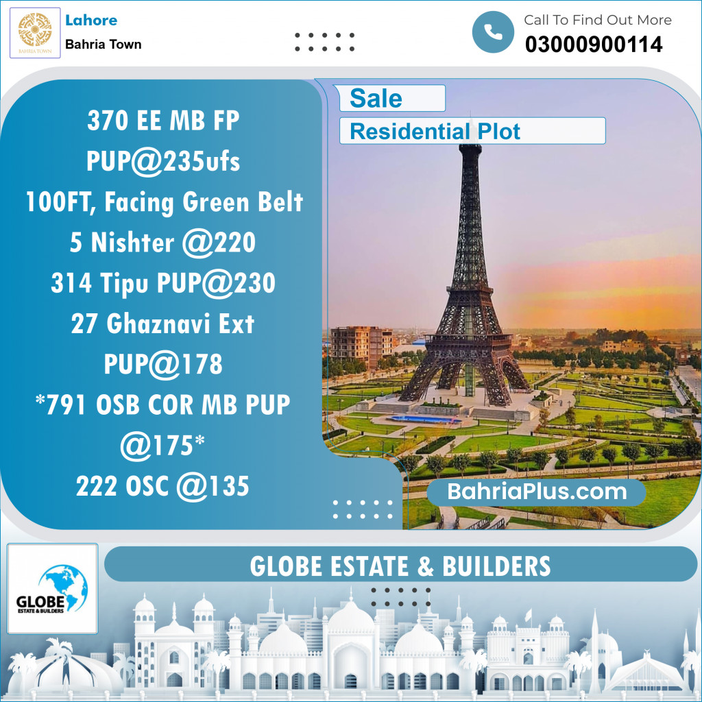 Residential Plot for Sale in Sector D - EE Block - Bahria Town, Lahore - (BP-154554)
